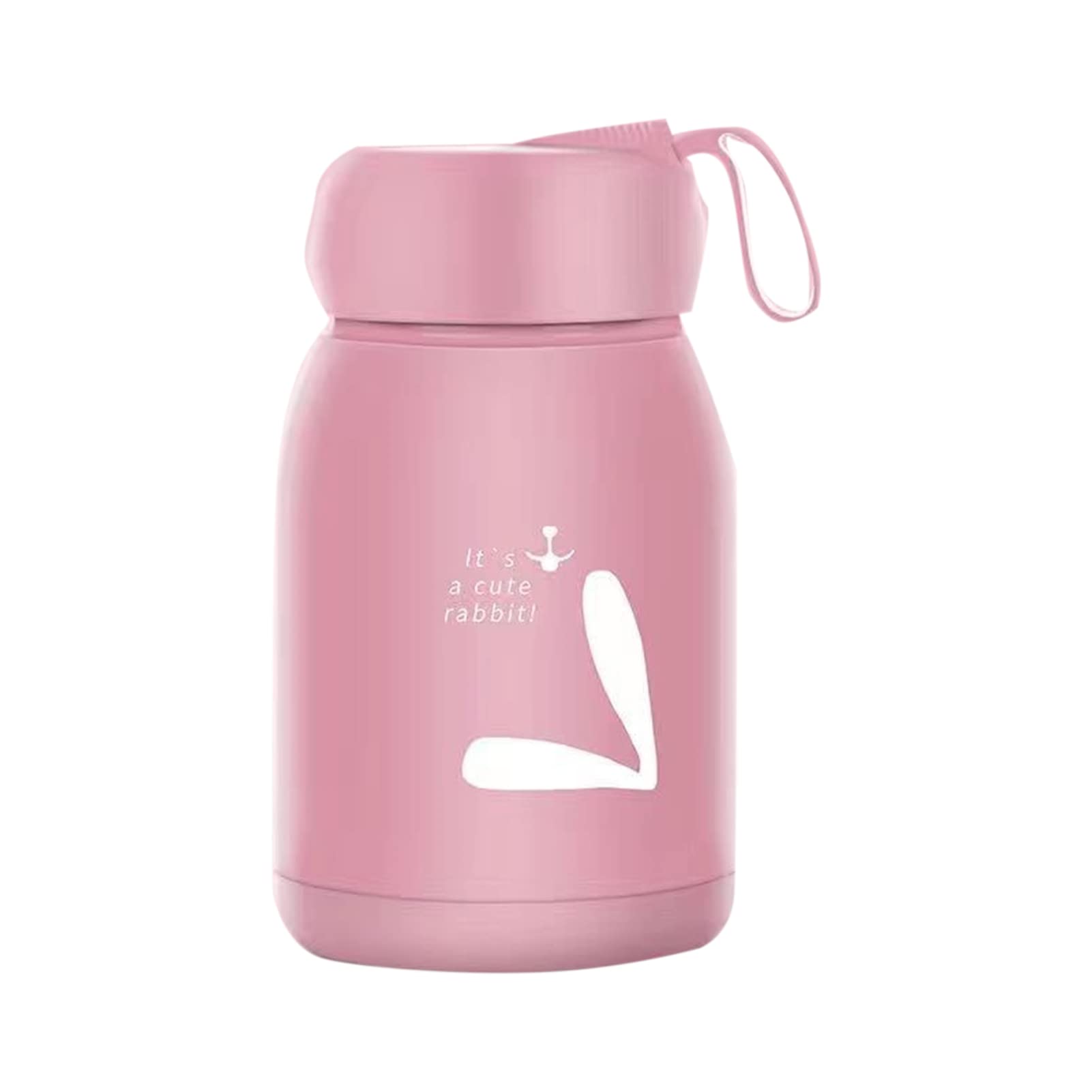 Photo 1 of 10.6oz Glass Insulated Water Bottle 330ml Double Layer Mini Thermal Mug Leak Proof Good Sealing Small Portable Cute Rabbits Insulated Vacuum Flasks for Travelling Outdoor Sports(Pink)