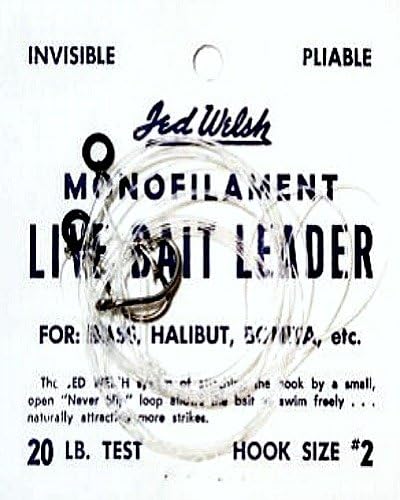 Jed Welsh Fishing Mono Live Bait Leader Hook