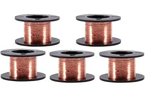 Tyenaza 5Pcs Enameled Copper Wire, 0.1mm Thickness, 12M, Bronze, 24 AWG, for Connecting or Soldering Purpose, Electrical and 