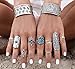 1set/lot for Children Ring Size 14-16mm Bohemian Style Vintage Anti Silver Color Rings Turquoise Deer Fawn Geometry Arrow Rings Set (Style 1)