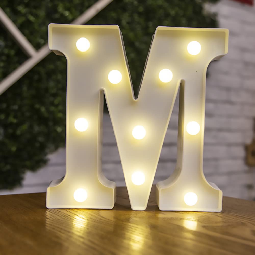 Tiardey letter lights LED symbol shape, Alphabet Plastic Marquee Table Lamps, Lighting up Words, Birthday Wedding Party Everyday Home Wall Hanging Decor-M