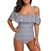 SESY One Piece Swimsuits Off Shoulder Ruffled Floral Printed Bathing Suit Beach Swimwear with Adjustable Shoulder Straps
