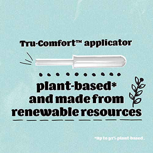 o.b. Organic Tampons with New Plant-Based Applicator*, 100% Organic Cotton, Regular, 18 Count