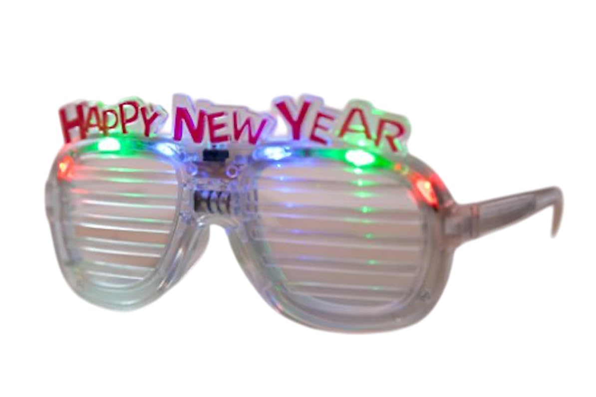 NEO+ LED PARTY GLASSES. BLINKING, FLASHING, FUNNY LED GLASSES, LIGHTS, OUTFIT, COSTUME ACCESSORIES (HAPPY NEW YEAR)