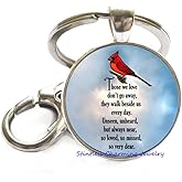 Cardinal Key Ring Keychain,Cardinal Keychain,Memorial Keychain,Loved Ones,Charm Handmade,Glass Photo Art Keychain -JV130