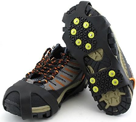 Crampons 10 Teeth Antiskid Shoe Cover Claws Crampons Non-slip Shoes Cover For Outdoor Ice Snow Hiking Climbing (L)