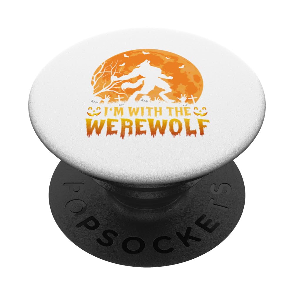 Womens Scary spooky castle Halloween werewolf PopSockets Swappable PopGrip