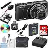 New Nikon COOLPIX S9500 Wi-Fi Digital Camera with 22x Zoom and GPS in white box promo packaging (Non-Retail)+64GB High Speed Memory Card+Bulb Duster+Cleaning Pen+Card Reader+Cleaning Kit+Mini tripod