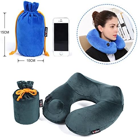 Markkeer Push-Button Inflatable Travel Pillow: Smart Pillow for Smart Travelers! No Mouth-Blowing Required (gray)