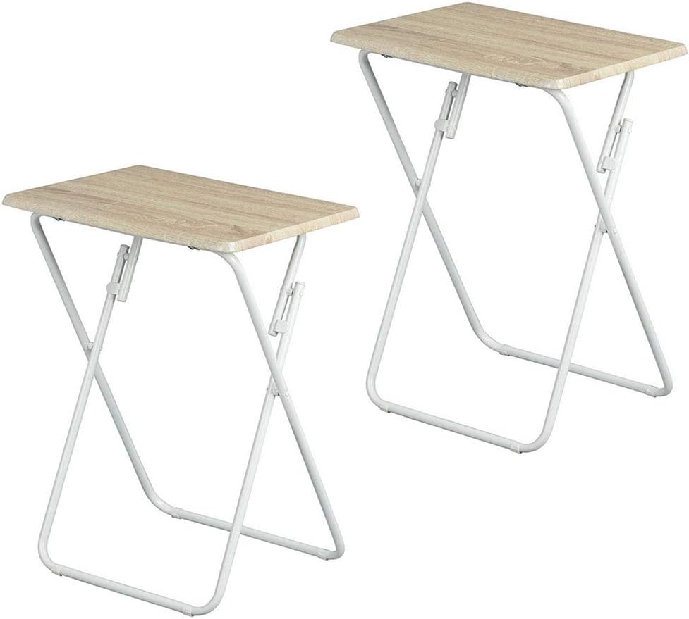 Set of 2 Folding TV Trays Sturdy Snack Tables with Metal