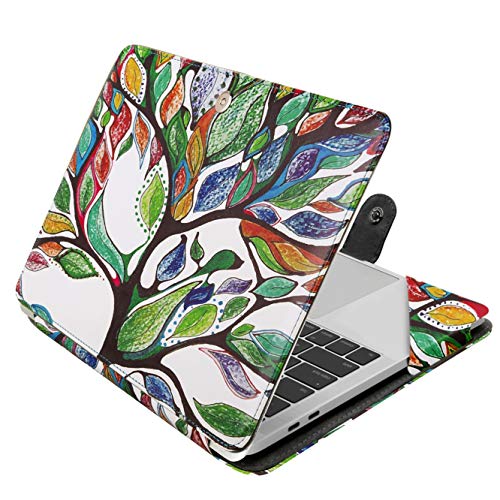 MOSISO Case Compatible with 2019 2018 MacBook Air 13 A1932 Retina/2019 2018 2017 2016 Mac Pro 13 A2159/A1989/A1706/A1708, Premium PU Leather Folio Protective Stand Cover Sleeve, Love Tree