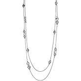 BULINLIN Layered Silver Long Necklace for Women Turquoise Stone Beaded Strand Sweater Chain Necklaces Fashion Costume Jewelry Gifts for Mom