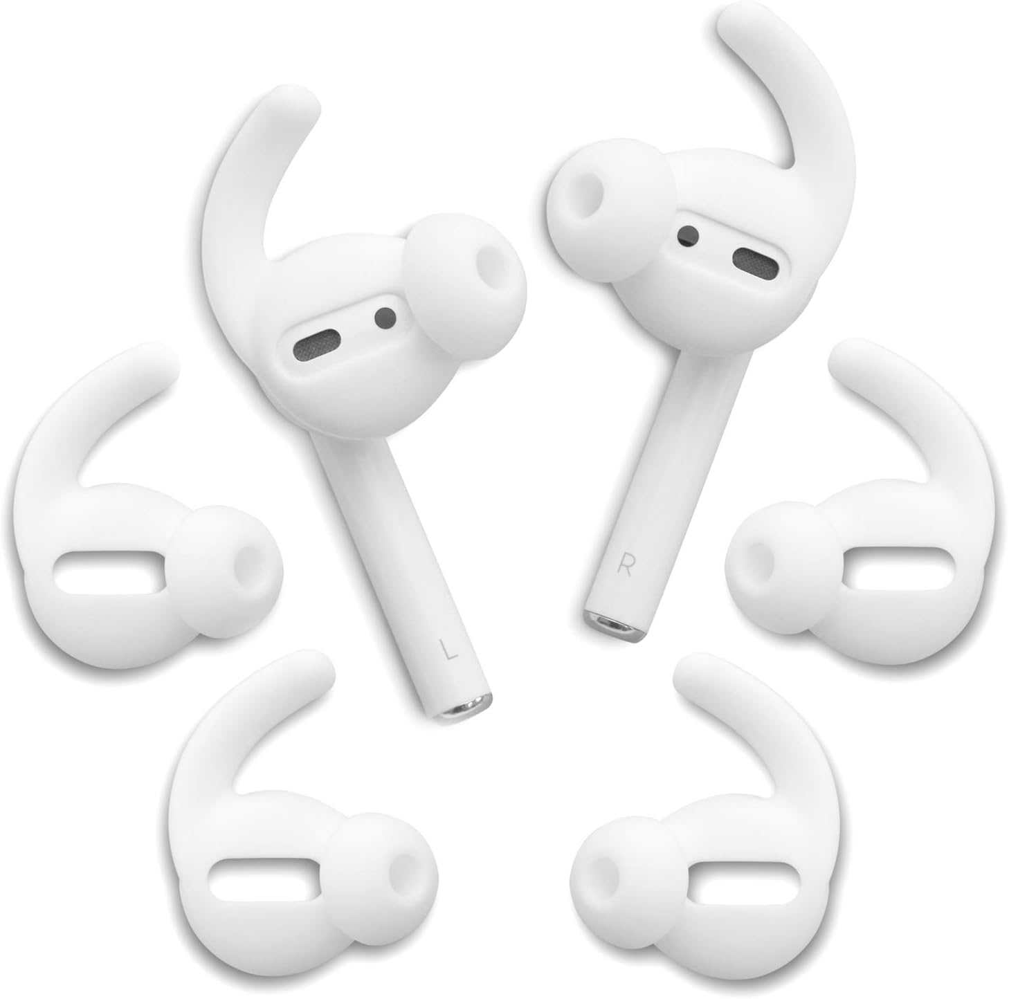 Okuli Set of 6 Silicone EarBuds Ear Tips Hooks For Apple AirPods (1st Gen) Earphones, White
