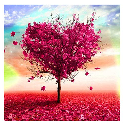 LAPATAIN DIY 5D Crystal Embroidery Full Diamond Piture Rhinestones by Number Kits Love Tree (35x35) CM/(14x14) Inches