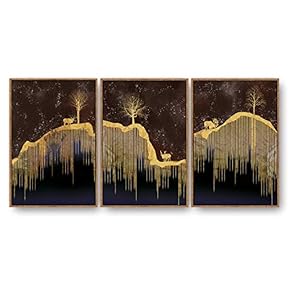 3 Piece Framed Canvas Home Artwork Decoration Abstract Nature Landscape Canvas Wall Art for Living Room, Bedroom - 16"x24"x3 Panels