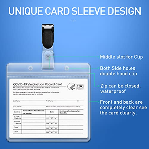 Houselog CDC Vaccination Card Protector 4.25 X 3.5 Inches,Vaccine Cards Cover Immunization Record Card Holder Clear Vinyl Plastic Sleeve with Waterproof Clip (3PCS)