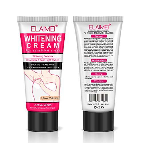 Whitening Cream - Intimate Skin Lightening Cream for Body, Bikini and Sensitive Areas - (2 Packs）Skin Whitening Cream Contains Hydrolyzed collagen, Glycerol, Nano Titanium Dioxide 60ml / 2 oz