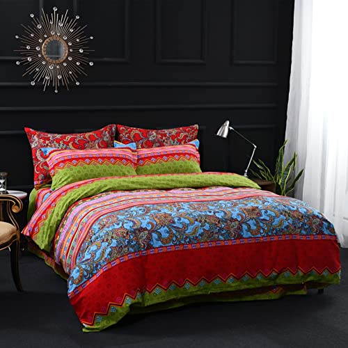 USTIDE 3-Piece Boho Bedding Bohemian Duvet Cover Set Brushed Cotton Quilt Cover Set Bedding Set 1 Comforter-Cover & 2 Pillowcases Double Size — image 1