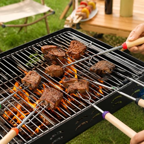 VGEBY 8 Varillas para Asar Malvaviscos, Telesc¡§?picas, Extensibles, para Asar Malvaviscos, Kit Extensible para Asar, Pinchos para Pinchos, Tenedores para Perros Calientes para Fogatas