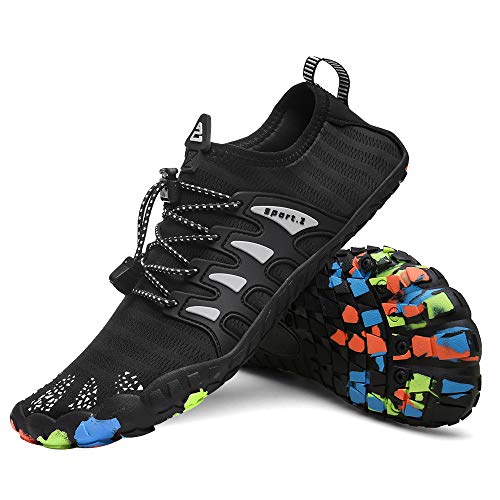 Mens Womens Water Shoes Aqua Shoe Swim Socks Quick Dry Barefoot for Boating Fishing Diving Surfing with Drainage Driving Yoga Upstream Black C 9 M US Women/8 M US Men - Thumbnail 6