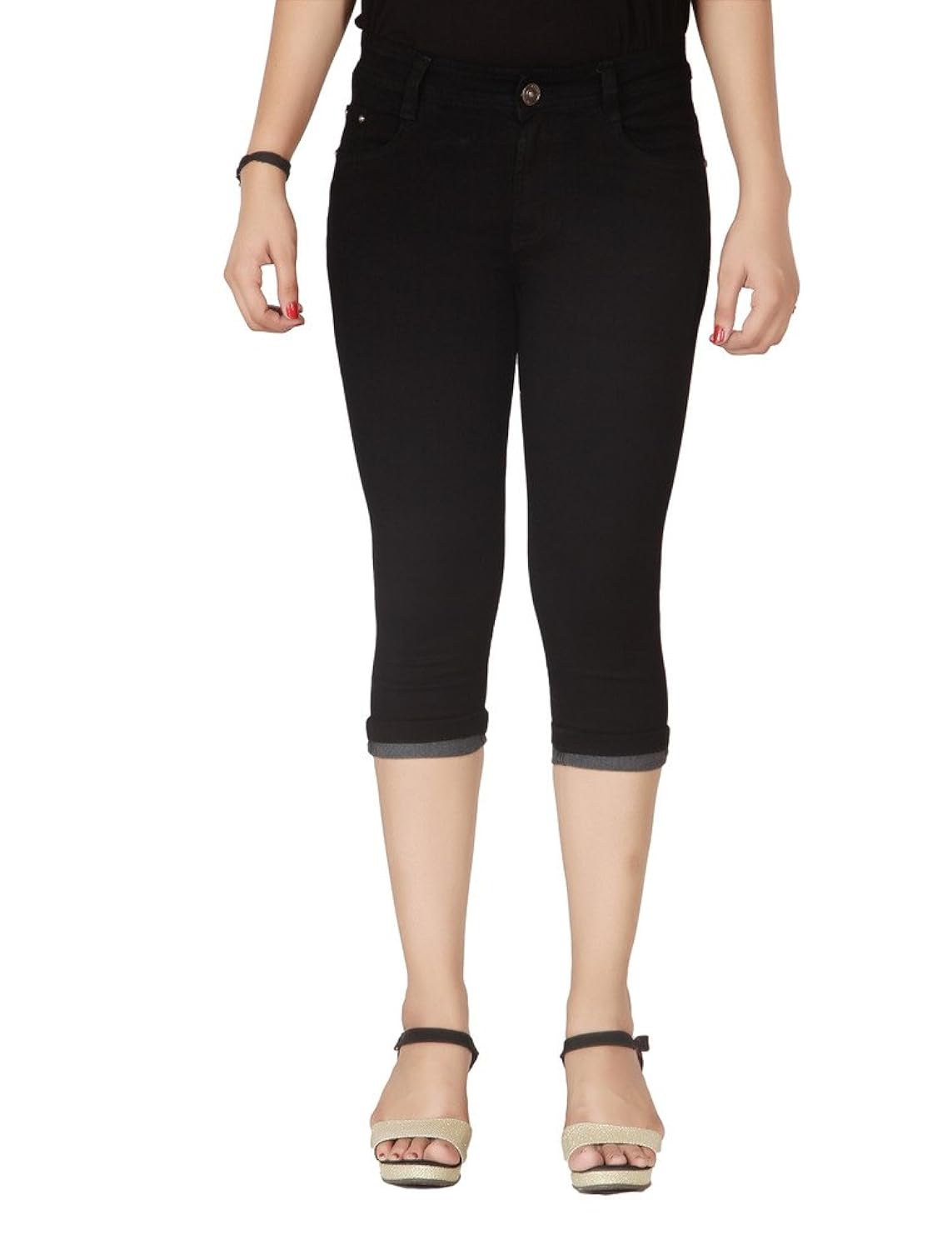 flirt nx women's stretchable black capri
