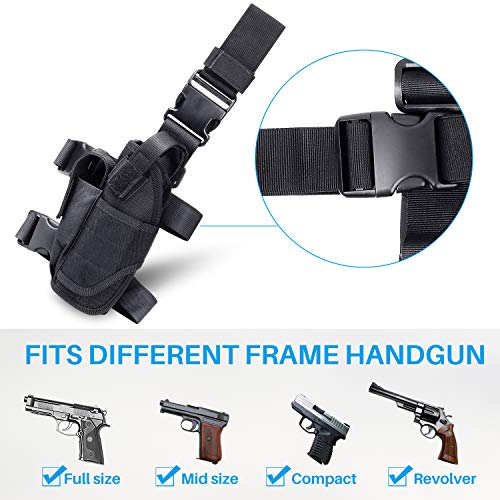 aokur Tactical Pistol Leg Holster, Adjustable Airsoft Gun Drop Thigh Holster, Military Harness Pouch, Left and Right Handed Set, Black - Thumbnail 2