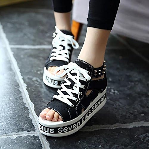 Amazon ノーブランド品 レースアップ シューズ レジャーシューズ ローマサンダル レディースシューズ デニムシューズ スニーカー おしゃれ スニーカー ブラック 24 5 ノーブランド品 シューズ バッグ