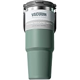 FAMKX 2-in-1 Lid 30oz Insulated Travel Mug Tumbler With Handle And Flip Straw, 2-way Stainless Steel Double wall Leak Proof Vacuum Insulated Cup (Green, 30 Ounces)