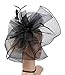 Urban CoCo Women's Elegant Flower Feather and Veil Fascinator Cocktail Party Hair Clip Hat (# 5 Black)