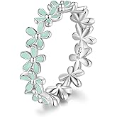 MUNDELL 925 Sterling Silver Dainty Daisy Rings Blue Flower Finger Rings for Women Stacking Promise Rings Fine Jewelry