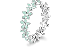 MUNDELL 925 Sterling Silver Dainty Daisy Rings Blue Flower Finger Rings for Women Stacking Promise Rings Fine Jewelry