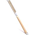 ZEAYEA 21 Inch Pizza Oven Brush with Scraper, Brass Bristles for Pizza Oven, Copper Wire Pizza Stone Cleaning Brush for BBQ Grill Cleaning, Outdoor Pizza Oven Accessories