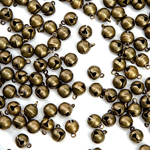 MCPINKY Bronze Jingle Bells, 300PCS Mini Bells 0.3 inches Vintage Bells for Crafts Anklets Jewelry Findings Sewing Necklace Knitting