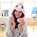 Travel Neck Pillow - Cute Unicorn Shading Hoodie U Soft Pillow for Boy and Girl (Pink)