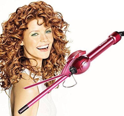 MARSKE Hair Iron, Curling Iron Wand Professional Super Tourmaline Ceramic Barrel Small Slim Tongs for Short and Long Hair (Red)