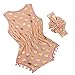 iiniim Newborn Baby Girls Summer Romper Headband Set Polka Dots Bodysuit Salmon Pink 0-3 Months