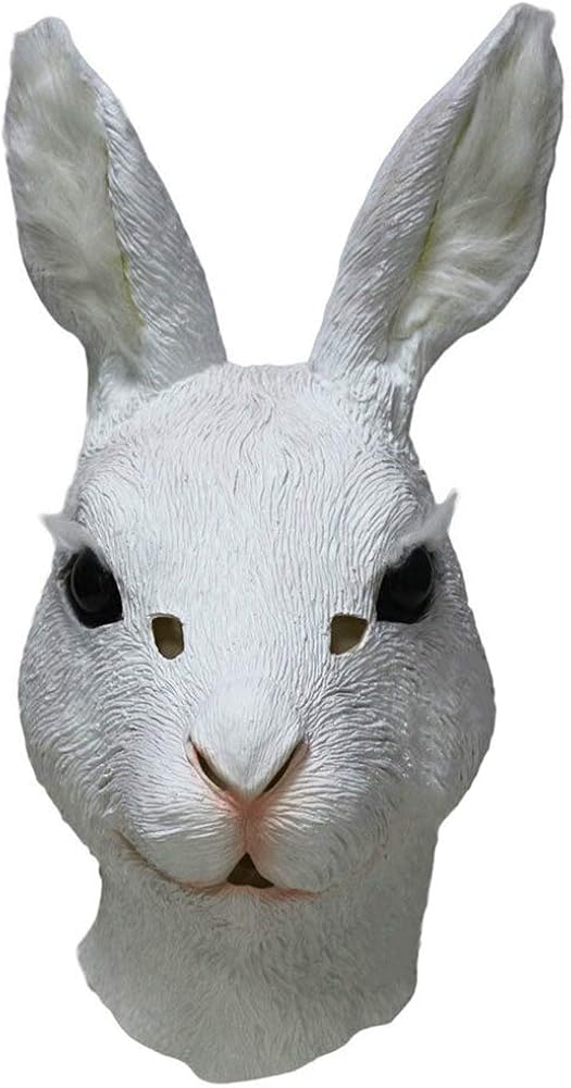Amazon.com: White Rabbit Bunny Head Mask Latex Full Head Animal Rabbit ...