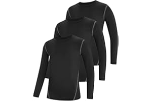 Sanke 1 or 3 Pack Youth Boys Compression Shirt Football Undershirt Long Sleeve Athletic Shirts Soccer Workout Base Layer