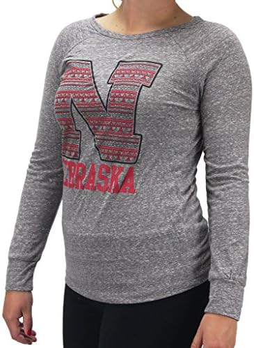 Pressbox Women' s Nebraska NE Huskers Aztec N Grey Long Sleeve Shirt