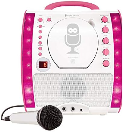 Singing MachineSML343BTP Portable CDG + Bluetooth Karaoke System with LED Disco Lights and Microphone