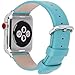 15 Colors for Apple Watch Bands 38mm, Fullmosa Yan Calf Leather Replacement Band/Strap with Stainless Steel Clasp for iWatch Series 0 1 2 3 Sport and Edition Versions 2015 2016 2017, 42mm Sky Blue