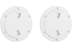 2 Pcs Boat Round Inspection Hatch, 4in ABS Deck Plate Round White Anti UV Wear Proof Screw Out Boat Inspection Hatch Cover