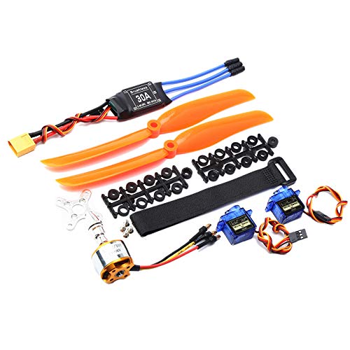 Lrtzizy 1400KV Brushless Motor 30A ESC Plug SG90 9G Mini Servo 8060 Propeller for RC Fixed Wing Plane Helicopter