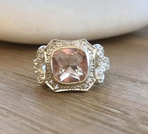 Amazon.com: Cushion Cut Morganite Engagement Ring Morganite Promise Ring Halo Morganite Amazon.com: Cushion Cut Morganite Engagement Ring Morganite Promise Ring Halo Morganite