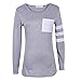 Comemall Girl Workout Jogging T-Shirt Fitted Long Sleeve Tops Grey Large