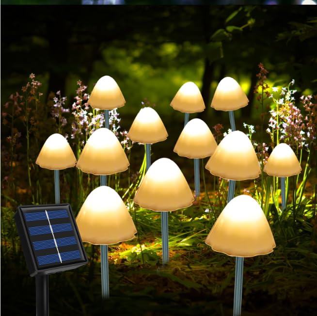 Ninonly Solar Mushroom Lights Outdoor, 8 Modes Waterproof Garden Ornaments, 20 LED Outdoor Decorations for Pathway Yard Lawn, Solar Fairy Lights for Patio Landscape