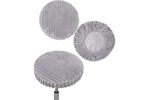 Shukii Stool Covers Round 2 Pack Bar Stool Covers Soft Stool Slipcover with Elastic Stool Cushion Round Bar Stool Seat Covers for Bar Round Chair (Light Grey, Large)