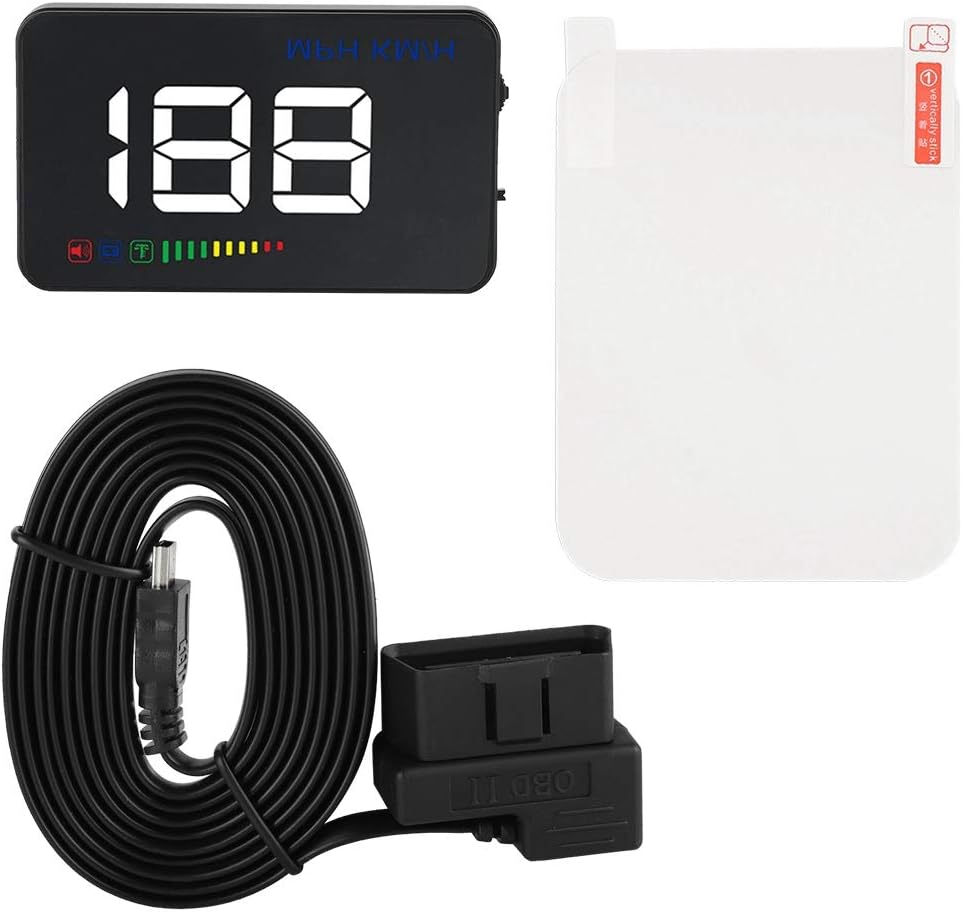Lecxin Universal Car HUD Display, Universal Car HUD OBD2 Head Up Display 9-16V Temperature Over-speed Warning Alarms car adapter splitter Car HUD Head Up Display