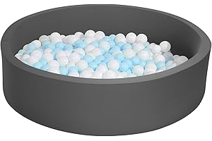 UHAPPYEE Extra Large Soft Ball Pit for Toddler, 51 x 11.8 in Foam Ball Pit for Baby Kids - Dark Gray
