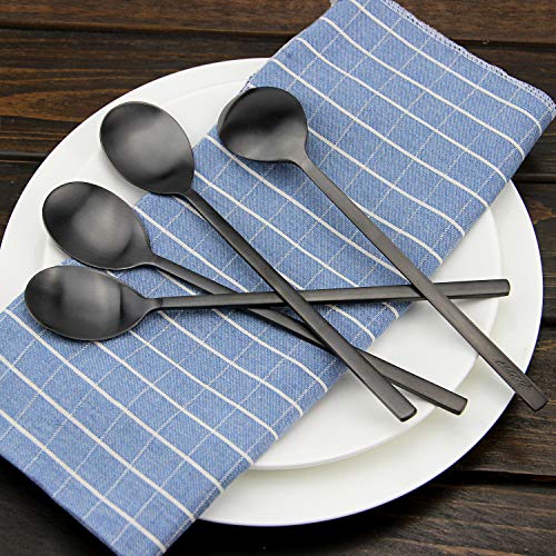 Soup Spoon,Korean Spoons, 8 Pieces Stainless Steel Asian Soup Spoon,8.5